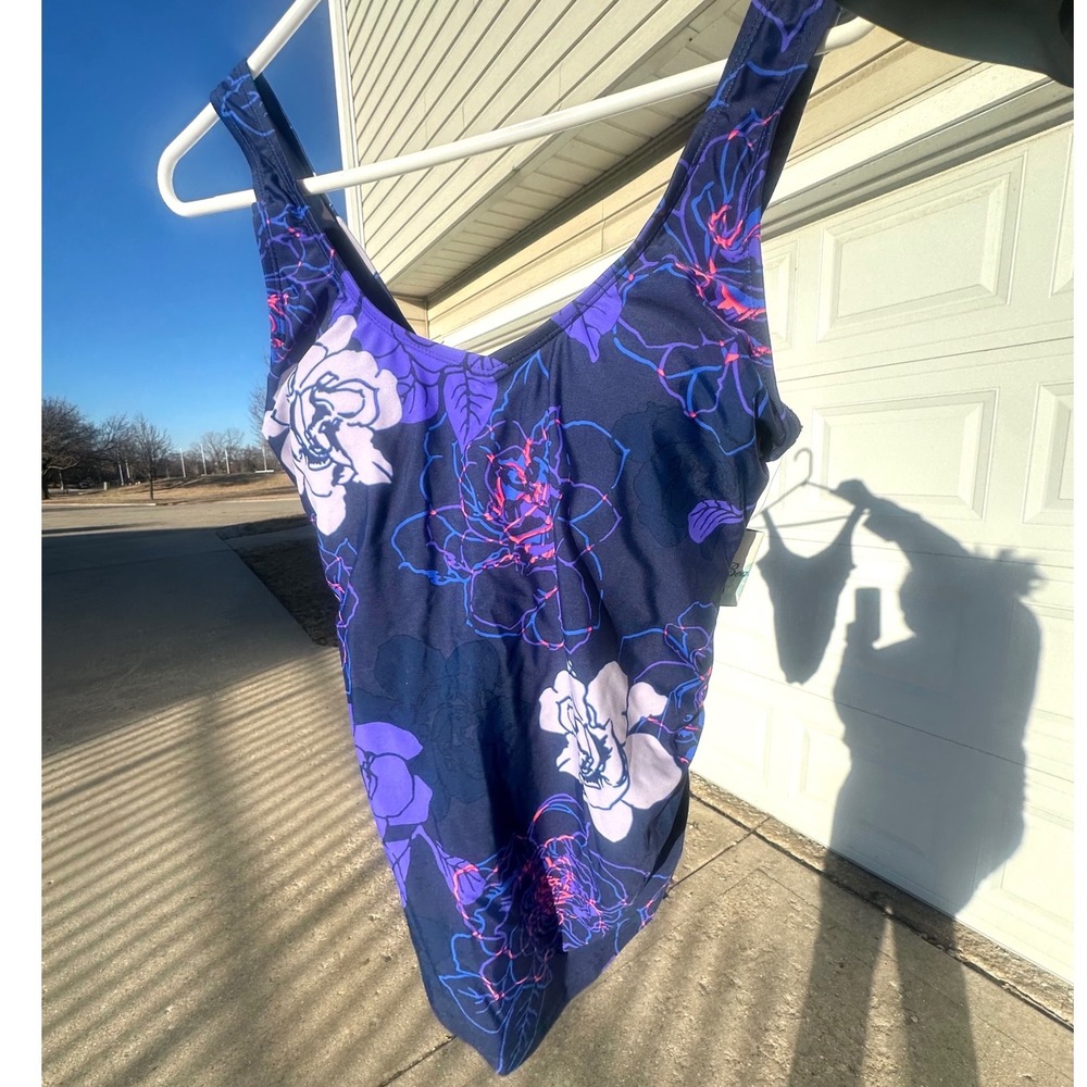 Swimsuits For All Beach Belle Women's Floral Swimsuit Size 12 Blue - Picture 12 of 12